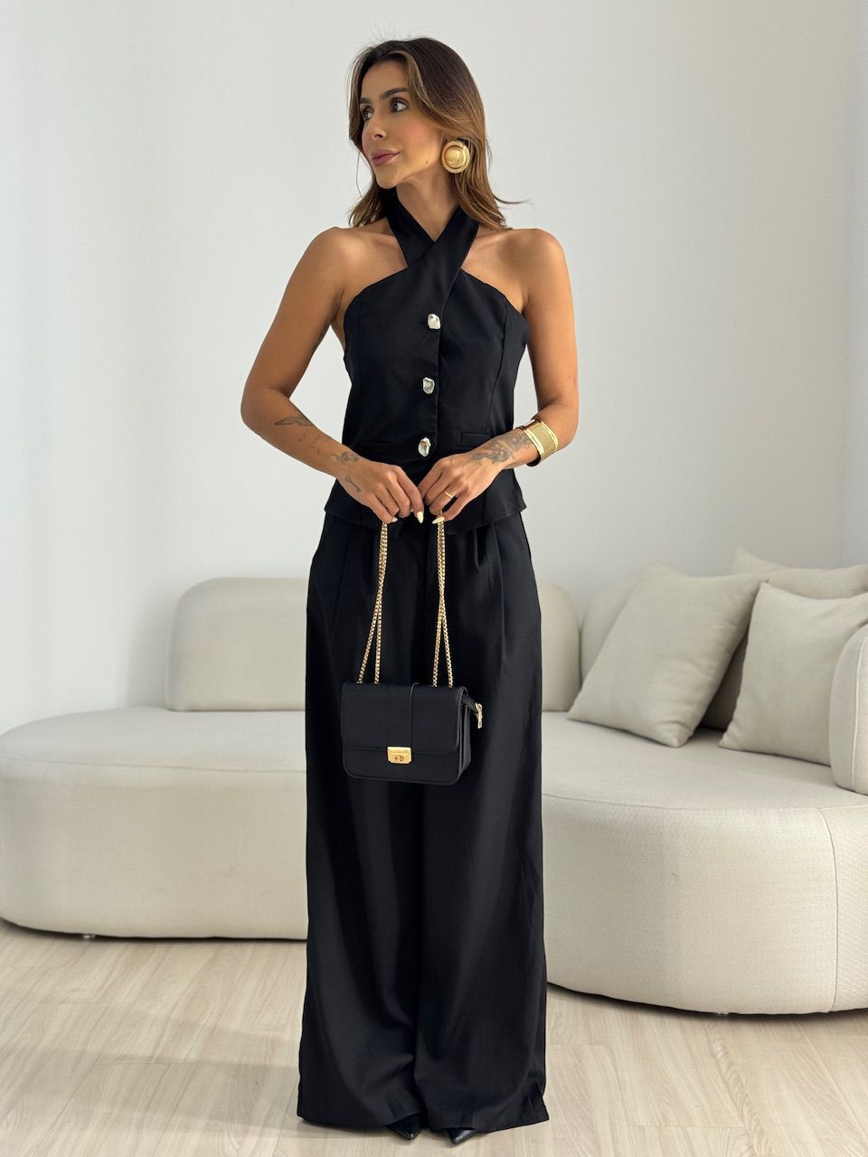 CONJUNTO TÂNIA BOTÕES PRETO