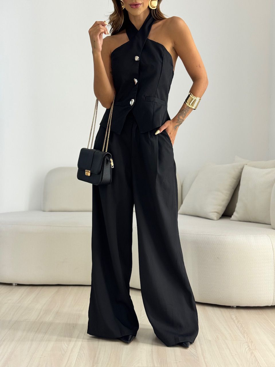 CONJUNTO TÂNIA BOTÕES PRETO