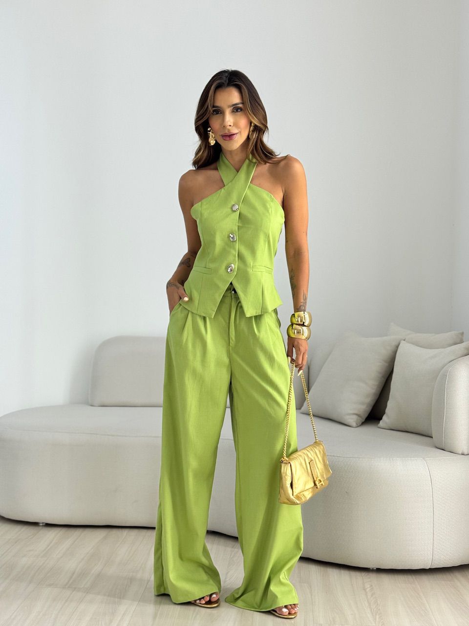 CONJUNTO TÂNIA BOTÕES VERDE