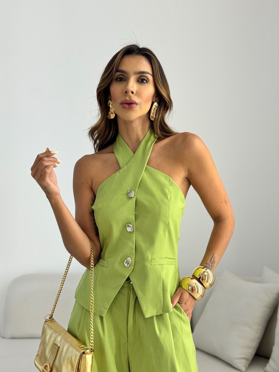 CONJUNTO TÂNIA BOTÕES VERDE