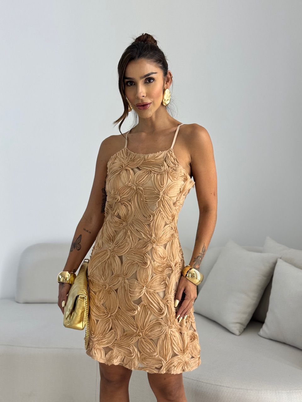 VESTIDO FRIDA FLORES NUDE