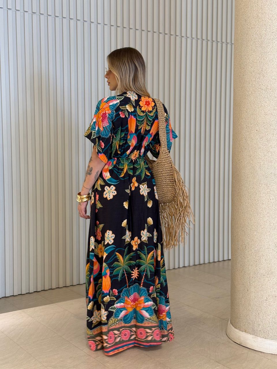 VESTIDO NATALY ESTAMPADO PRETO