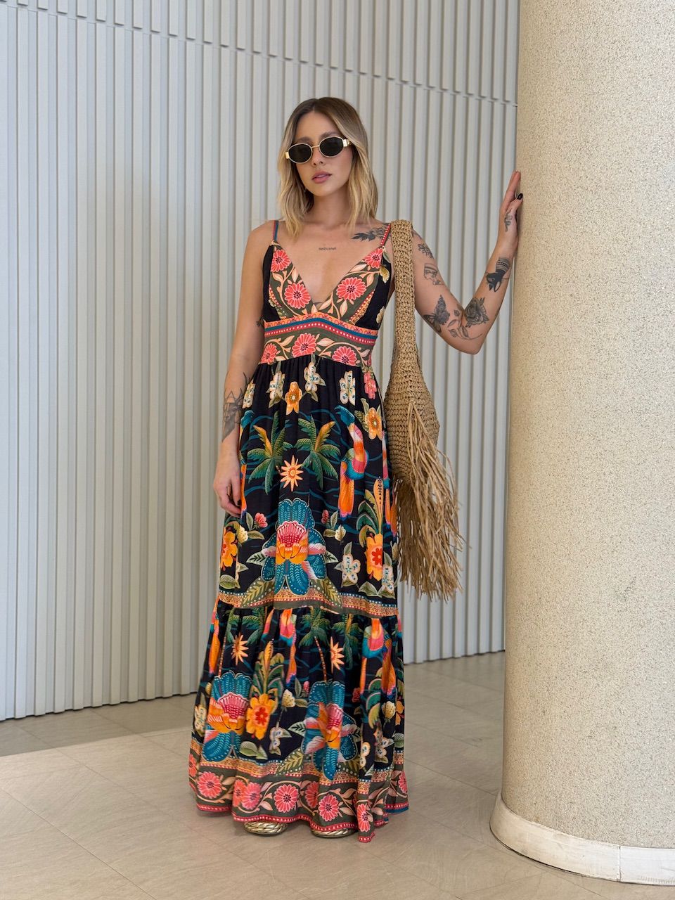 VESTIDO ZAYA ESTAMPADO PRETO