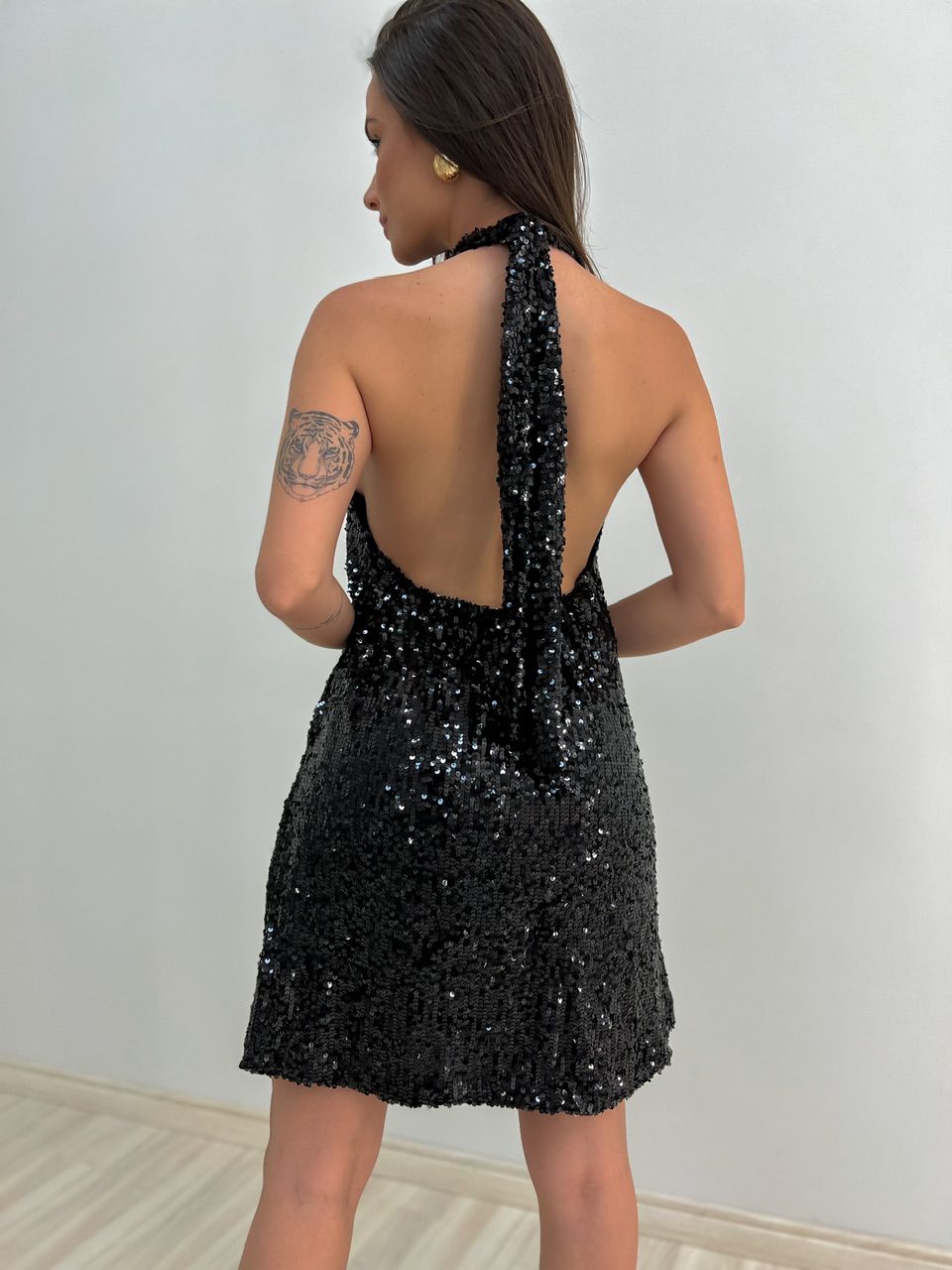 VESTIDO DANY PAETÊ FRENTE ÚNICA PRETO