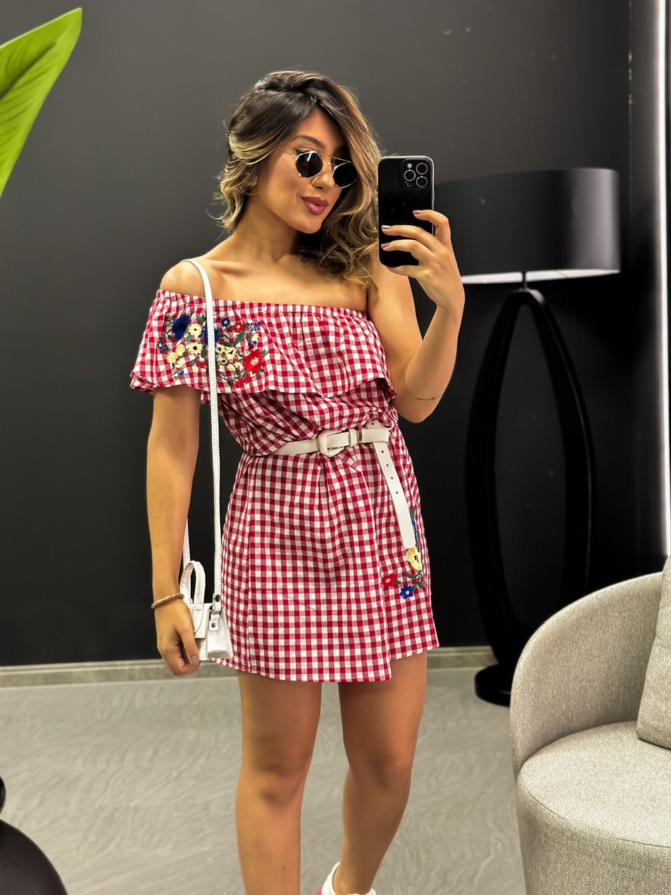 VESTIDO MOANA XADREZ VERMELHO