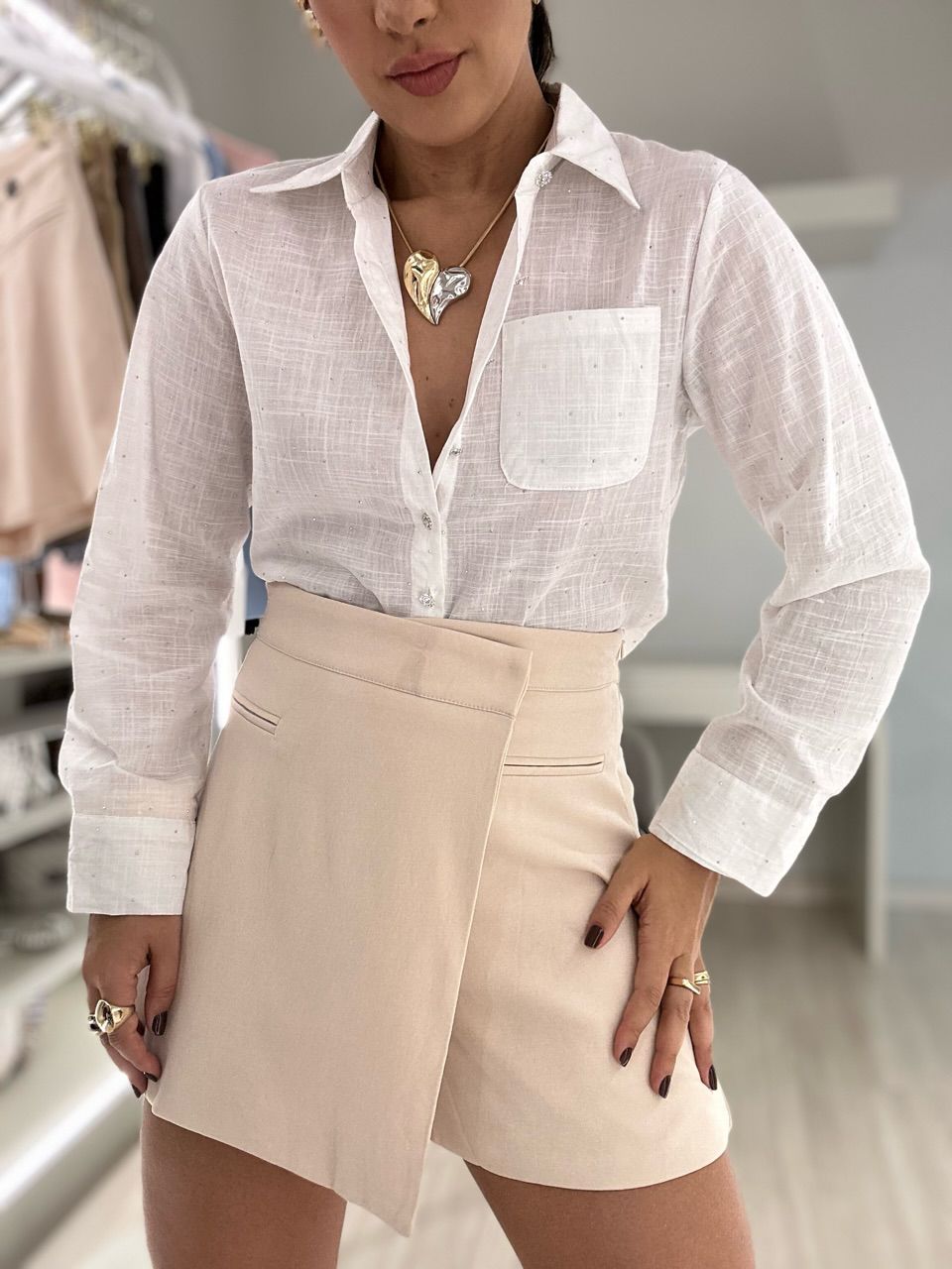 CAMISA BRILHO CROPPED OFF