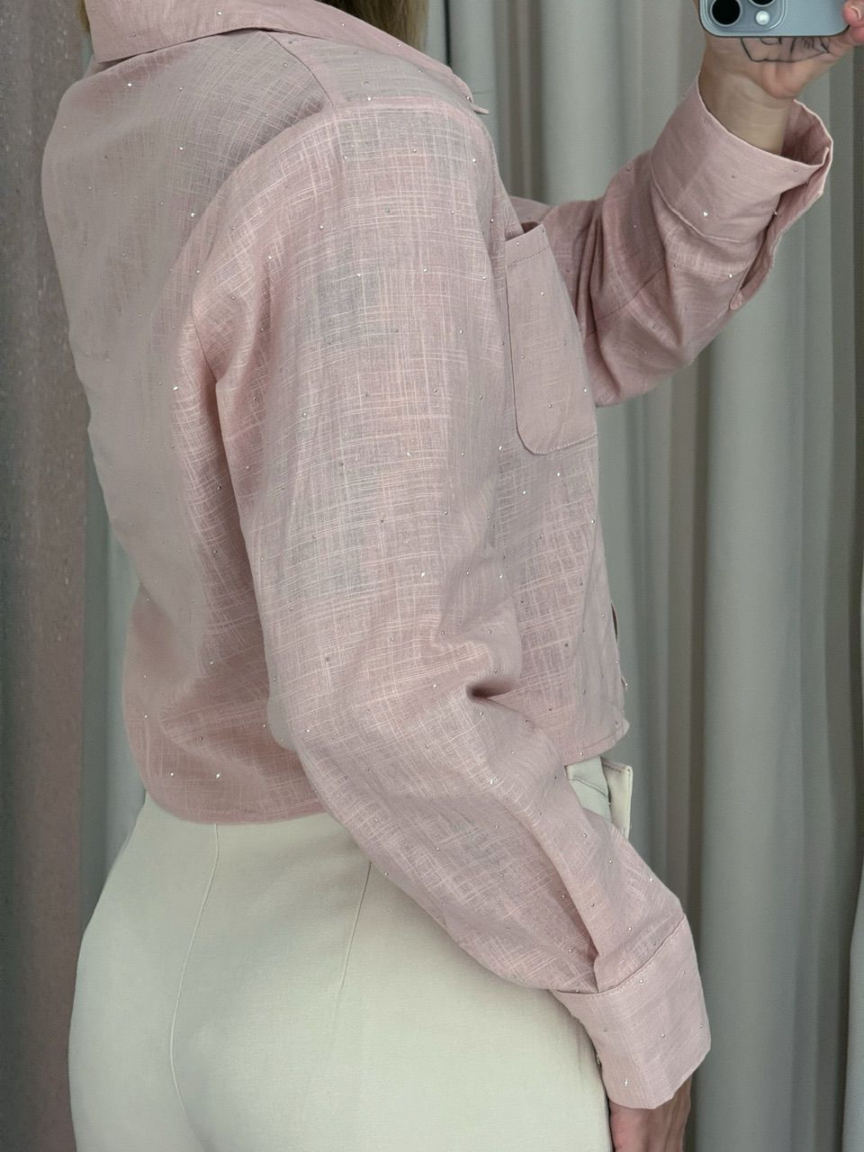 CAMISA BRILHO CROPPED ROSÊ