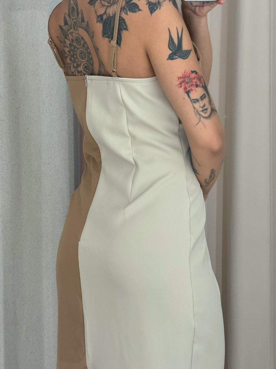 VESTIDO TACIANA ALÇA NUDE/VERDE