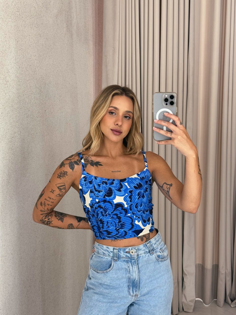 CONJUNTO KIMONO LARA TOP AZUL