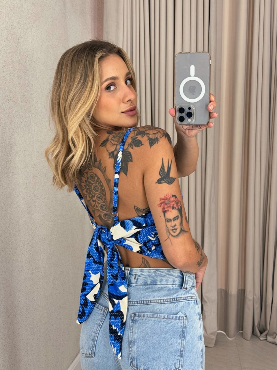 CONJUNTO KIMONO LARA TOP AZUL