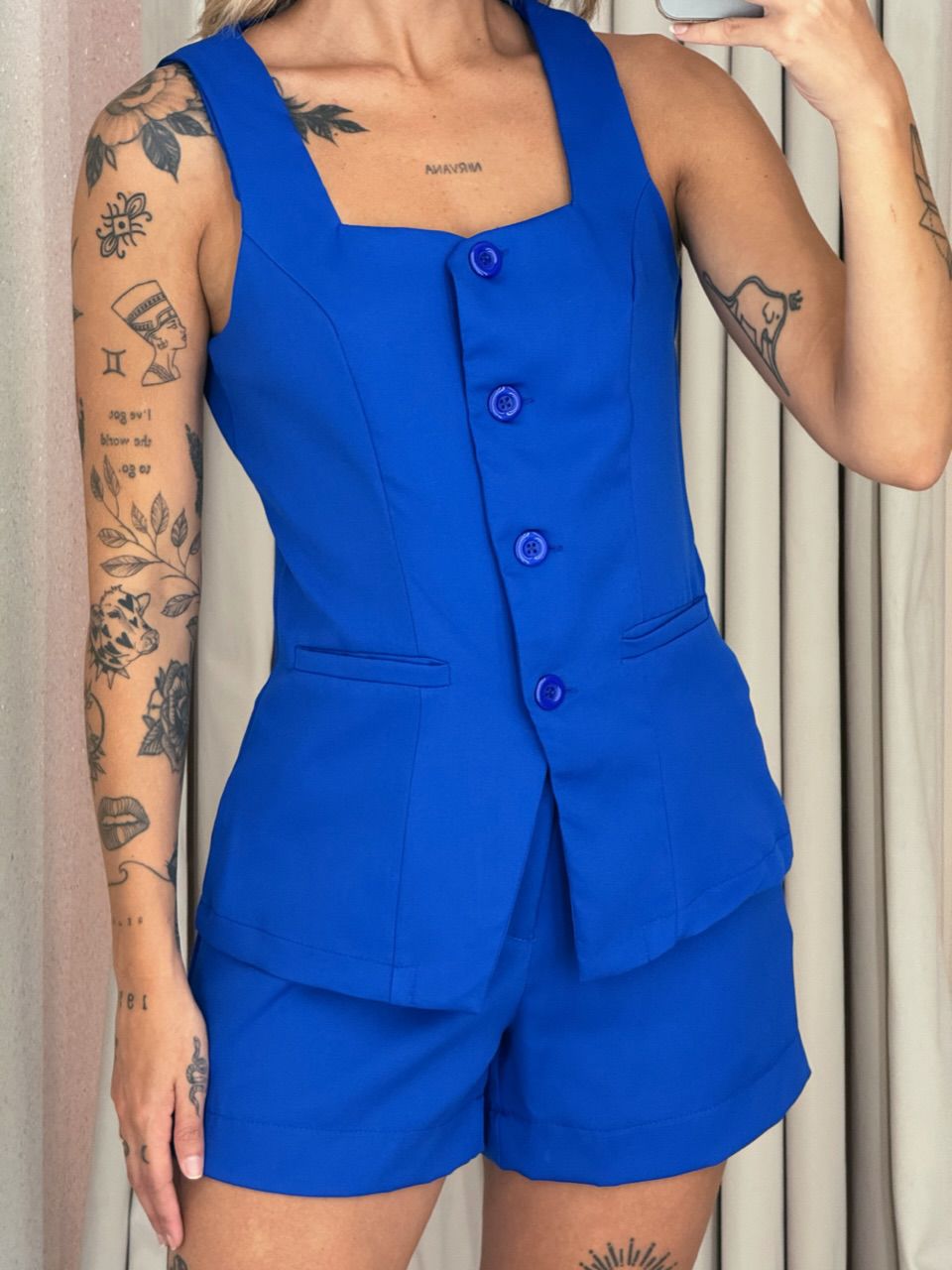 CONJUNTO LEILA SHORT COLETE AZUL