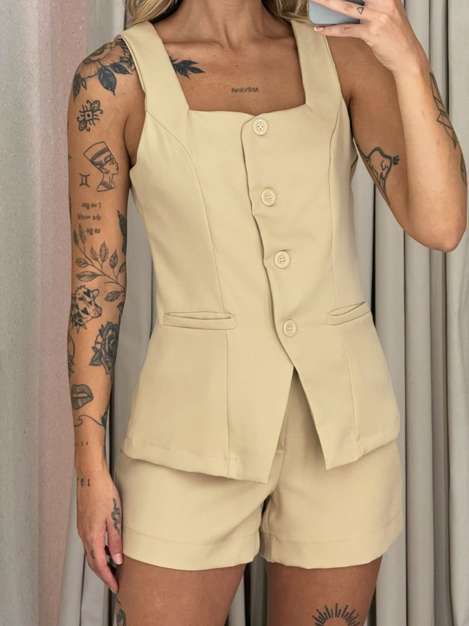 CONJUNTO LEILA SHORT COLETE NUDE