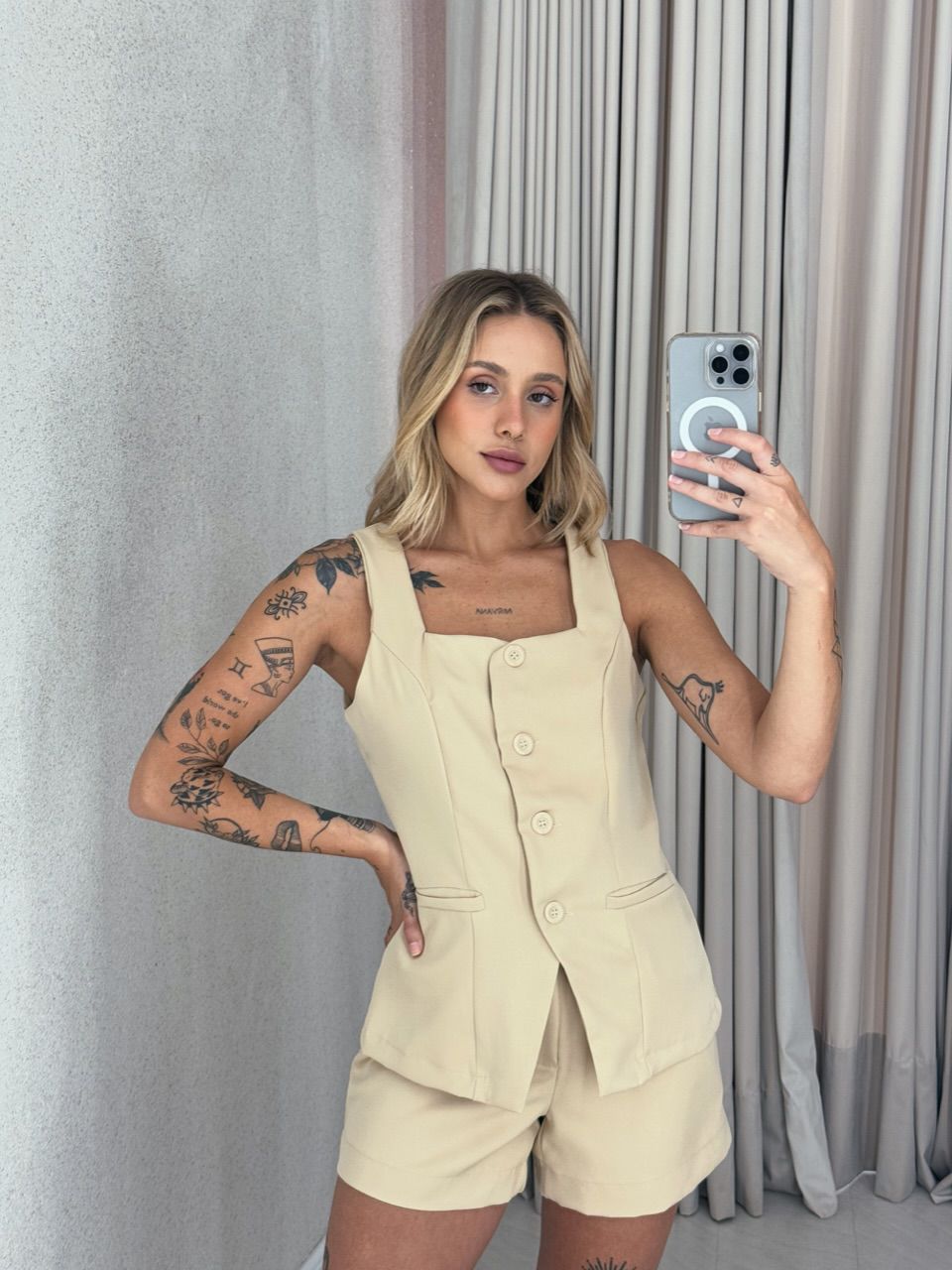 CONJUNTO LEILA SHORT COLETE NUDE