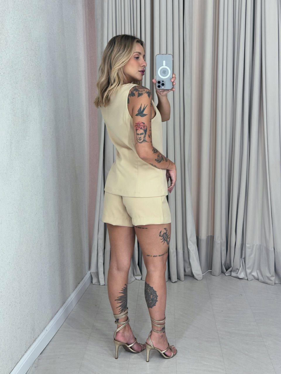 CONJUNTO LEILA SHORT COLETE NUDE