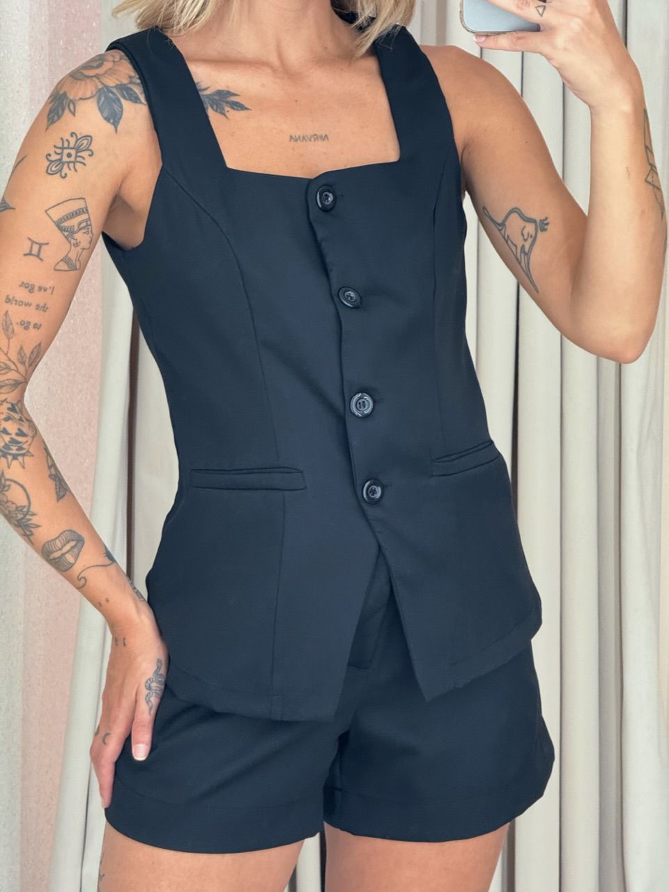 CONJUNTO LEILA SHORT COLETE PRETO