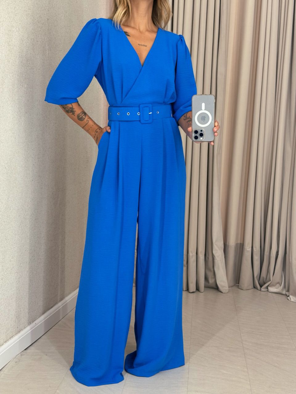 MACACÃO GISLAINE CINTO AZUL