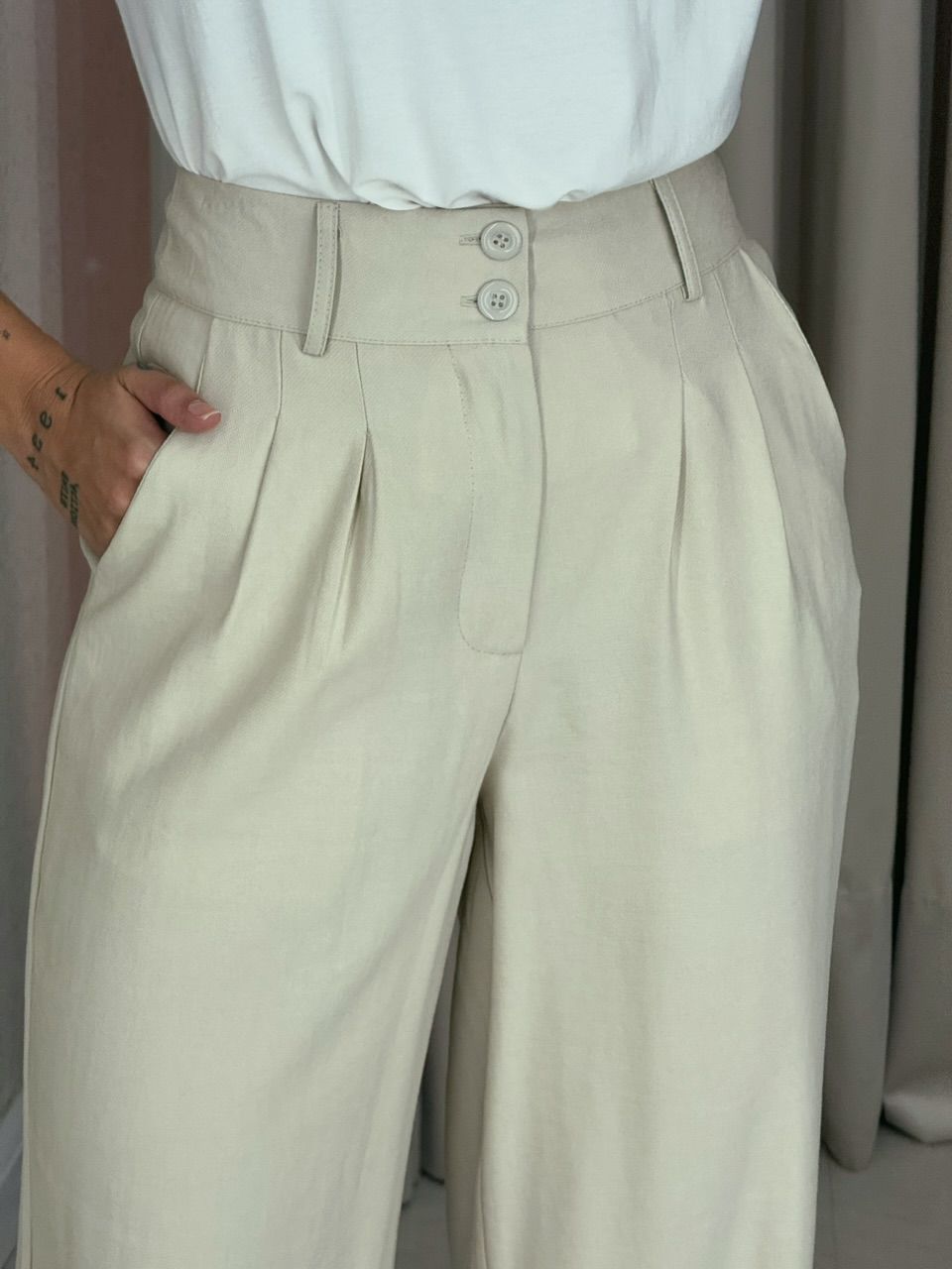 CALÇA EVELYN PANTALONA Areia