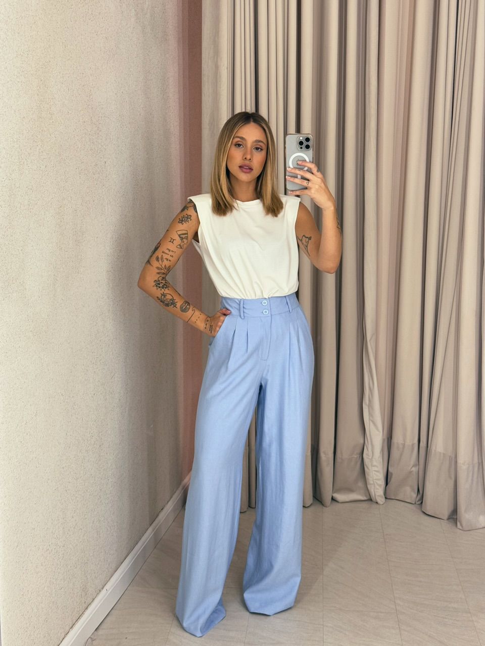 CALÇA EVELYN PANTALONA azul - 0059350109 - CAROLLA FERRARO