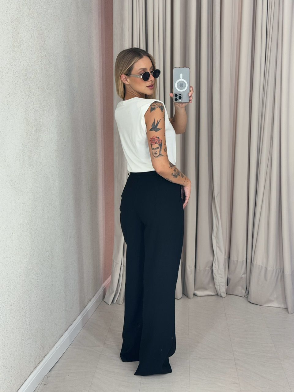CALÇA EVELYN PANTALONA preto