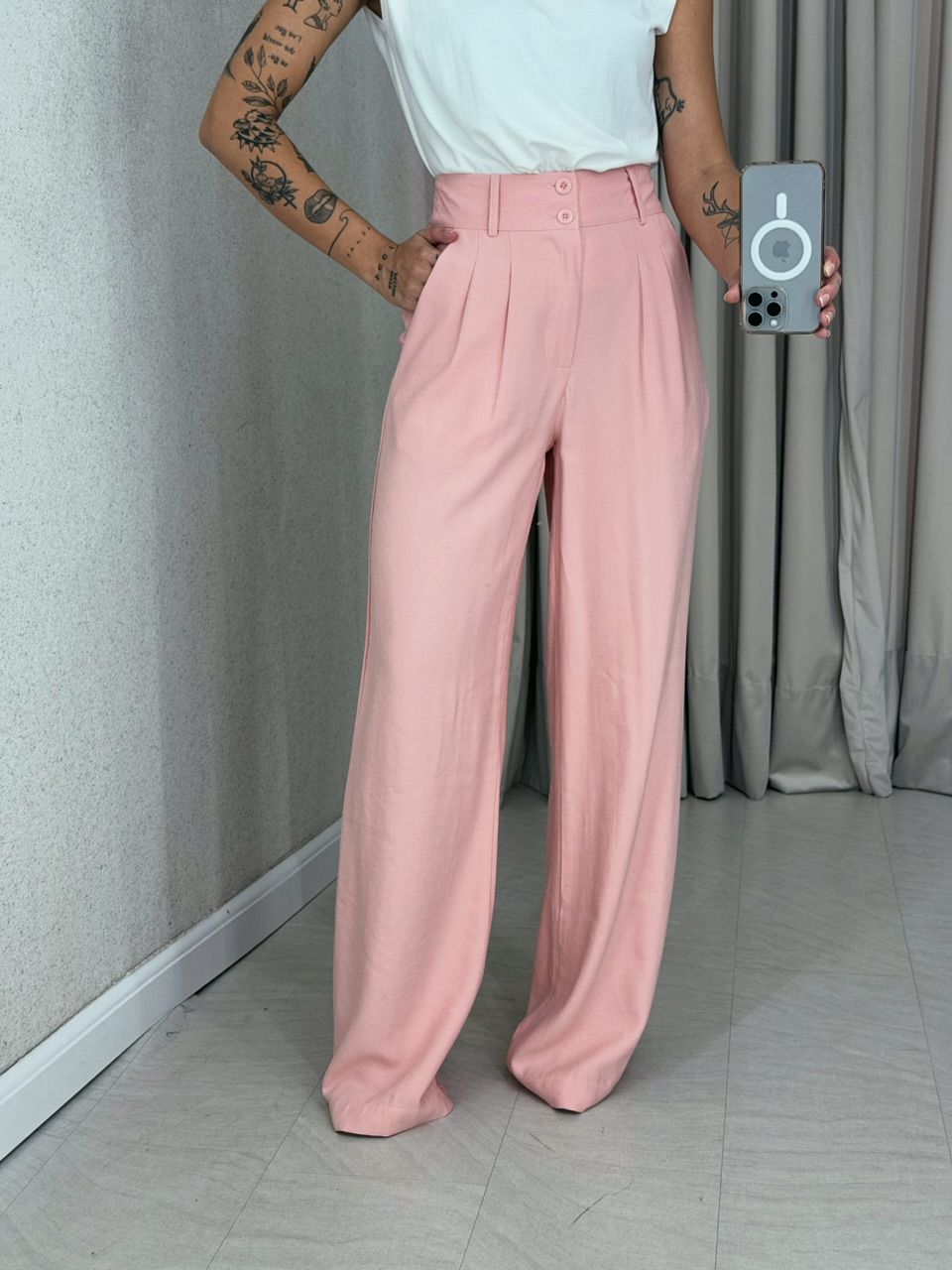 CALÇA EVELYN PANTALONA Rose
