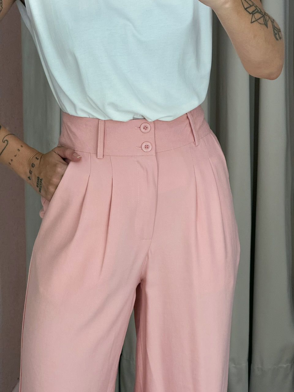 CALÇA EVELYN PANTALONA Rose