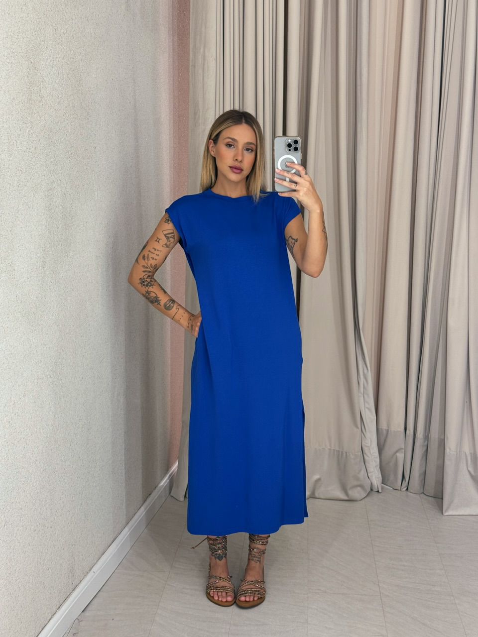 VESTIDO AUGUSTA MUSCLE azul - 0059330109 - CAROLLA FERRARO