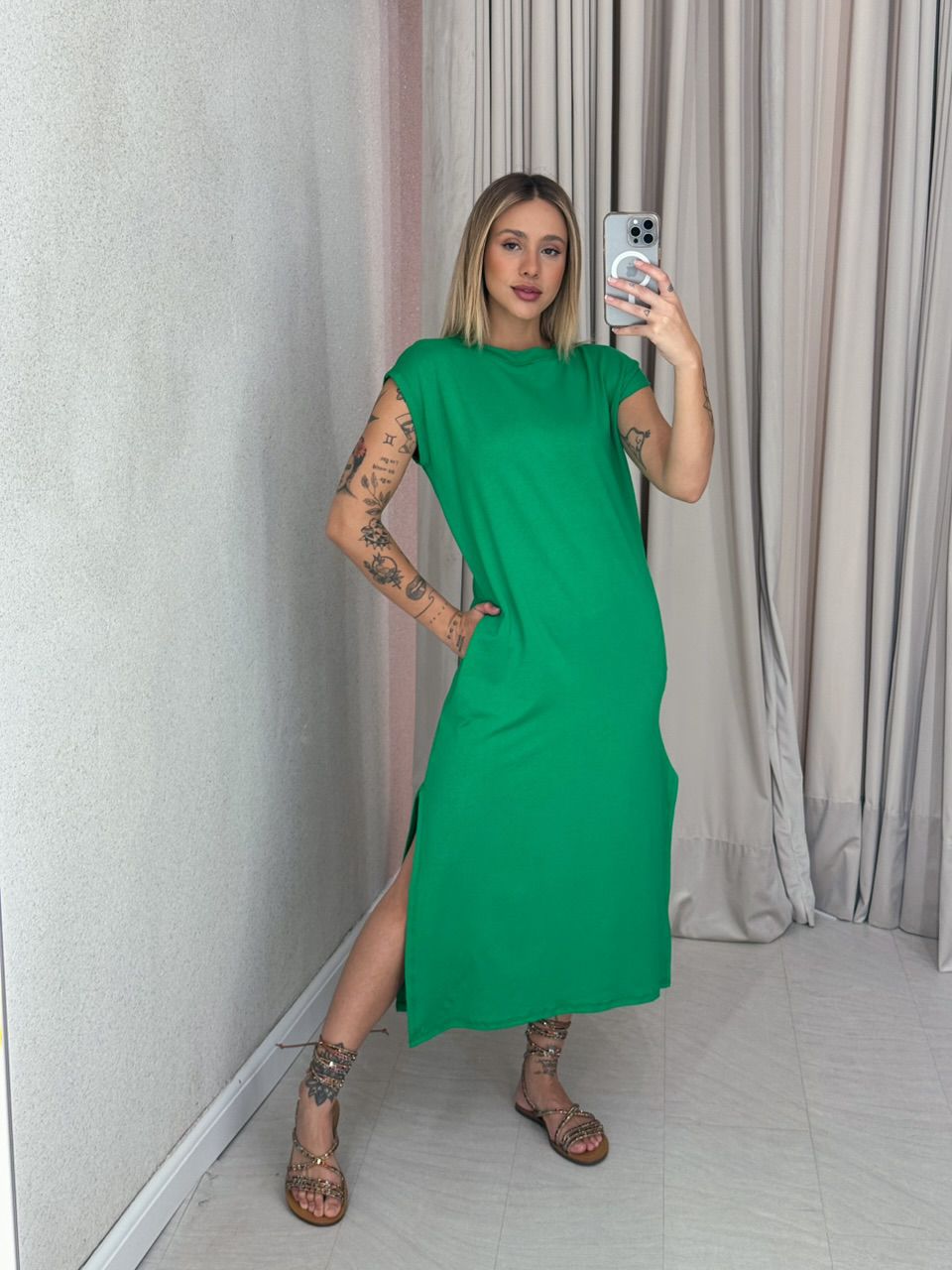 VESTIDO AUGUSTA MUSCLE verde - 0059330014 - CAROLLA FERRARO