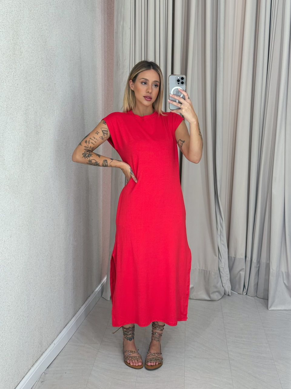 VESTIDO AUGUSTA MUSCLE vermelho - 0059330006 - CAROLLA FERRARO