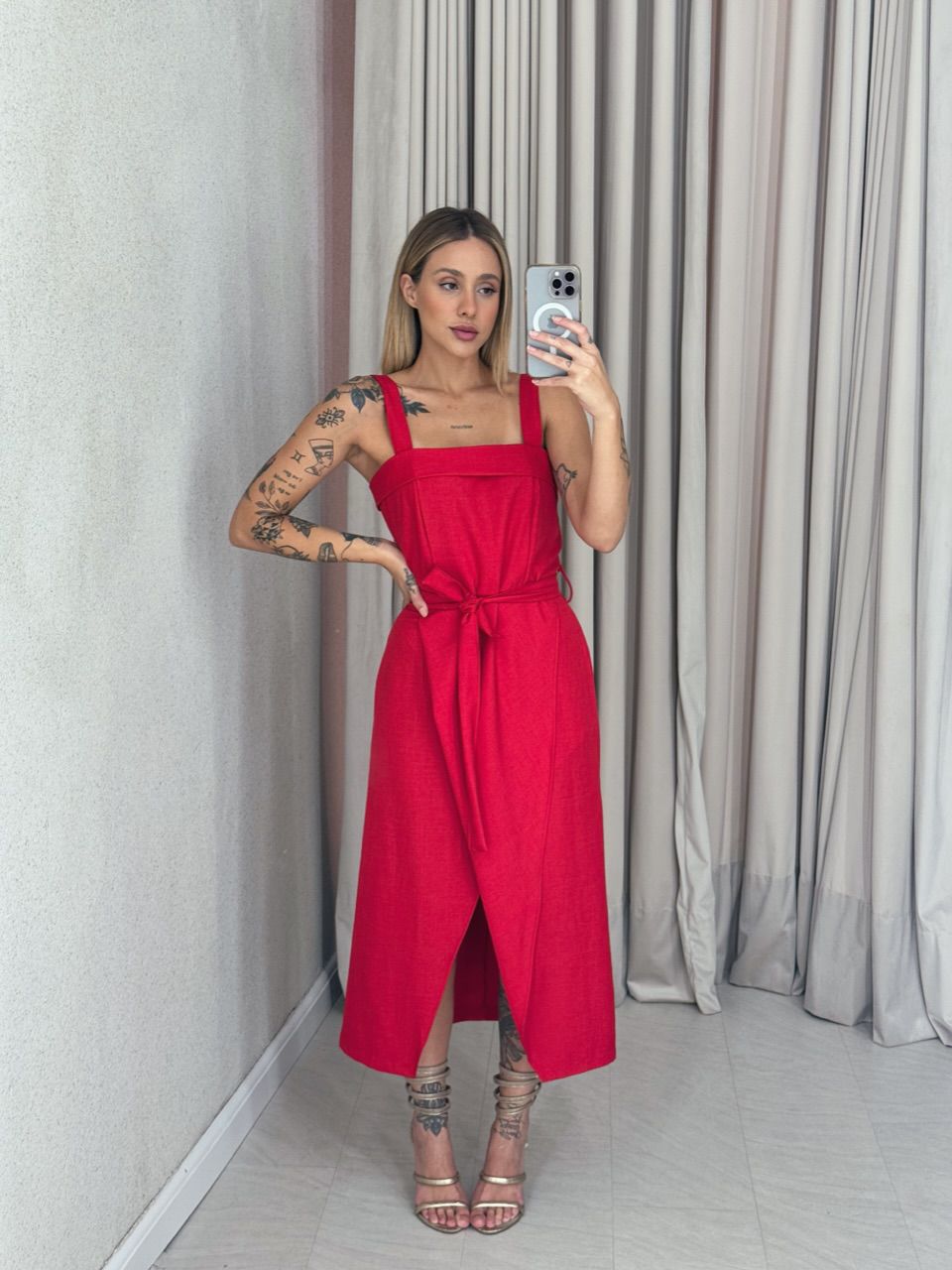 VESTIDO CARMEN FAIXA VERMELHO