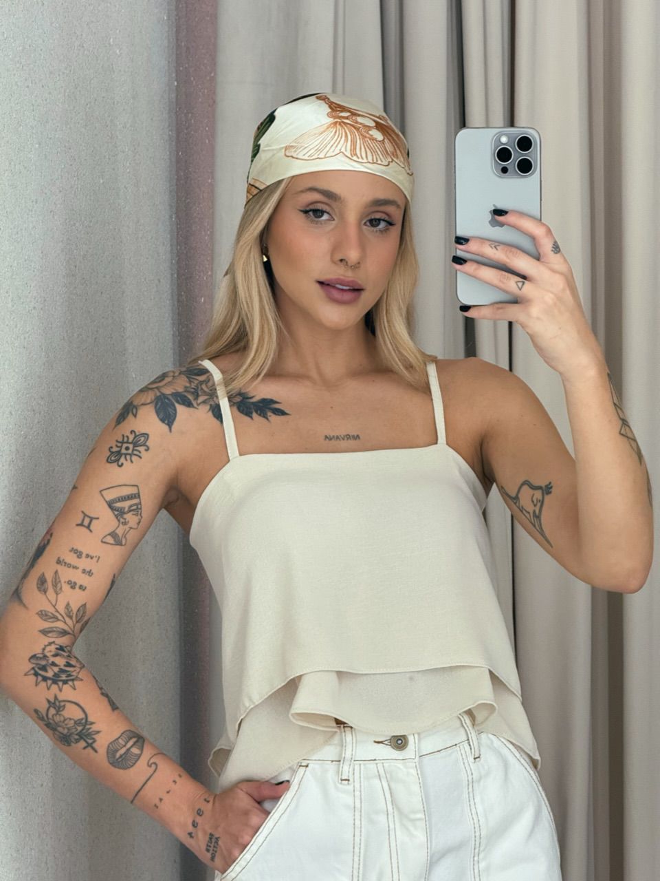 CROPPED SANDRA COSTA ABERTA Areia - 0061180110 - CAROLLA FERRARO