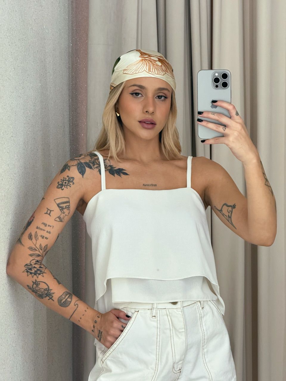 CROPPED SANDRA COSTAS ABERTAS OFF - 0061180048 - CAROLLA FERRARO