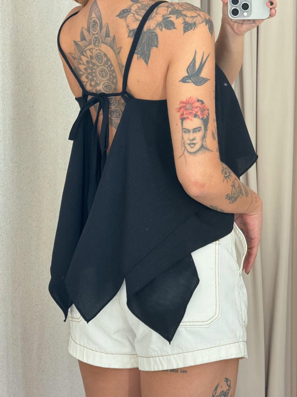 CROPPED SANDRA COSTAS ABERTAS PRETO