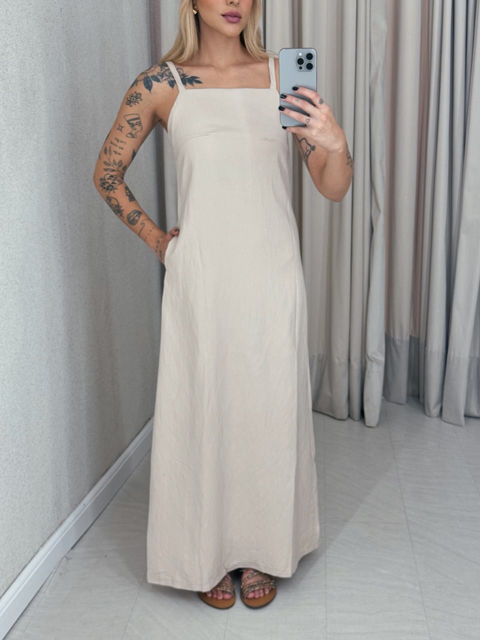 VESTIDO MAURA ALÇA AREIA