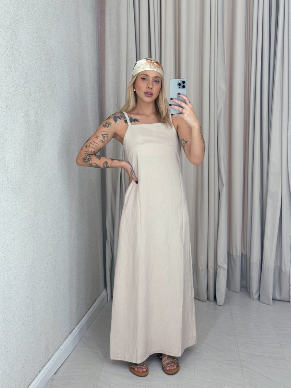 VESTIDO MAURA ALÇA AREIA - 0061190110 - CAROLLA FERRARO