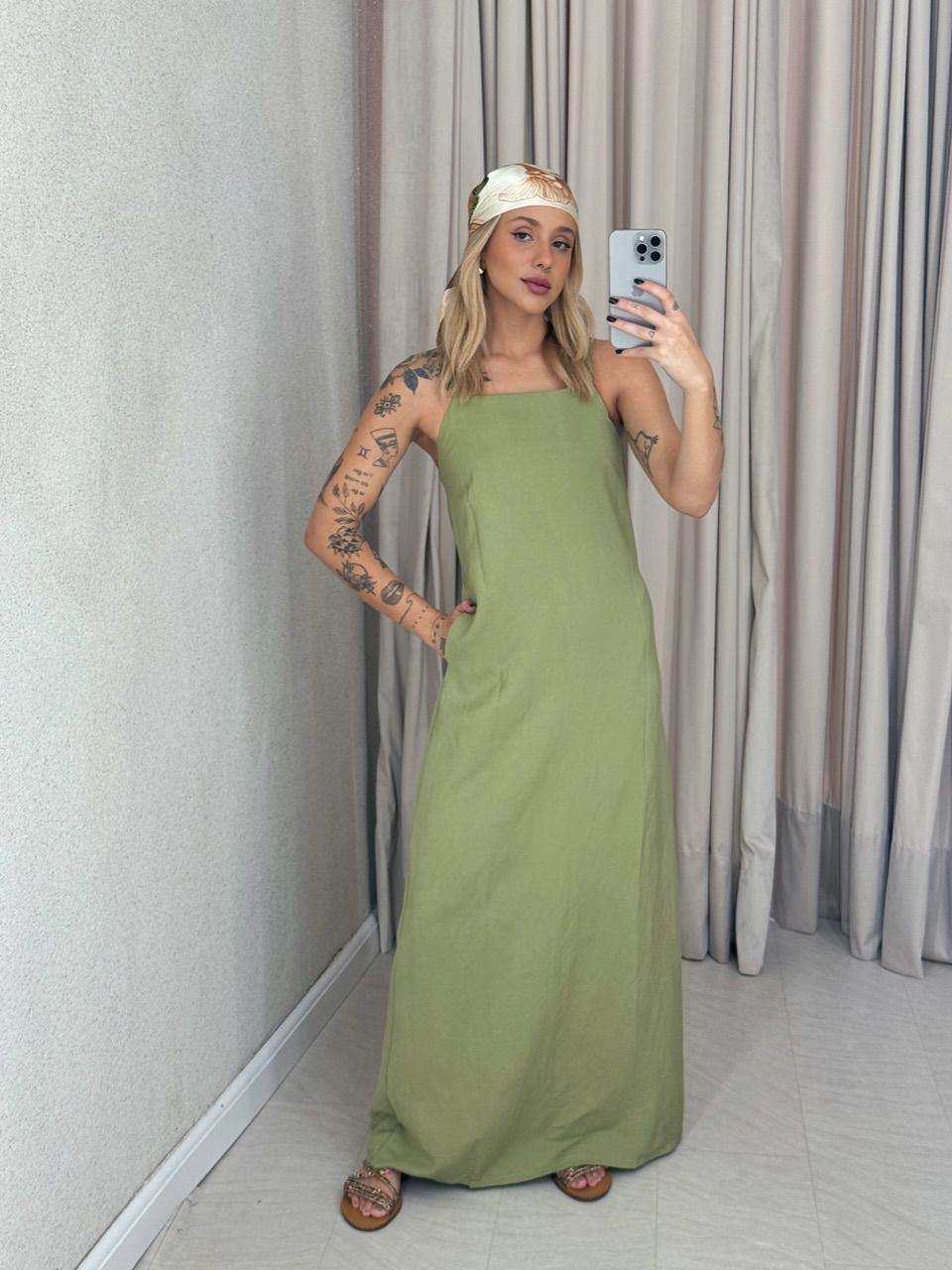 VESTIDO MAURA ALÇA PISTACHE - 0061190145 - CAROLLA FERRARO