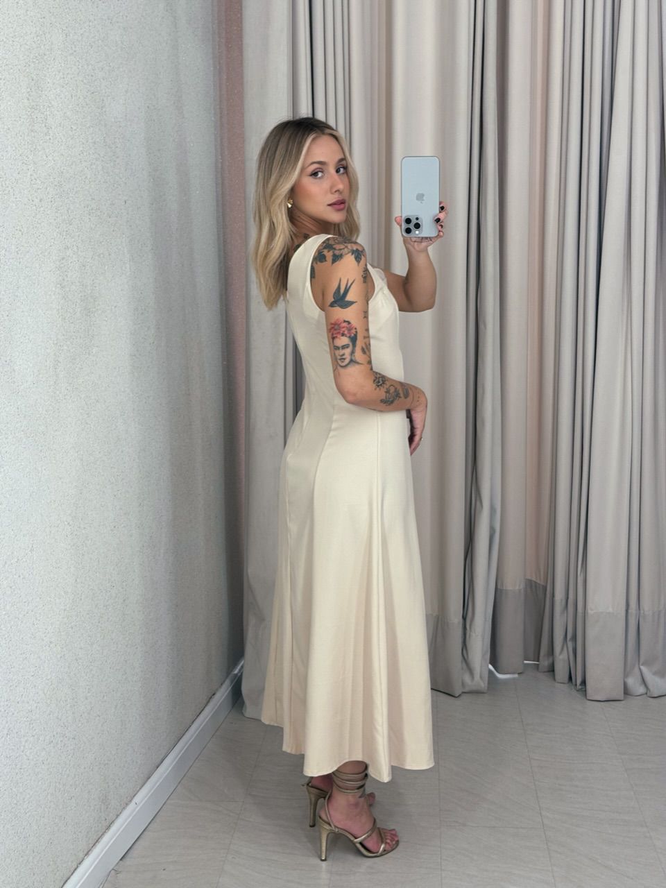 VESTIDO RAQUEL MIDI AREIA