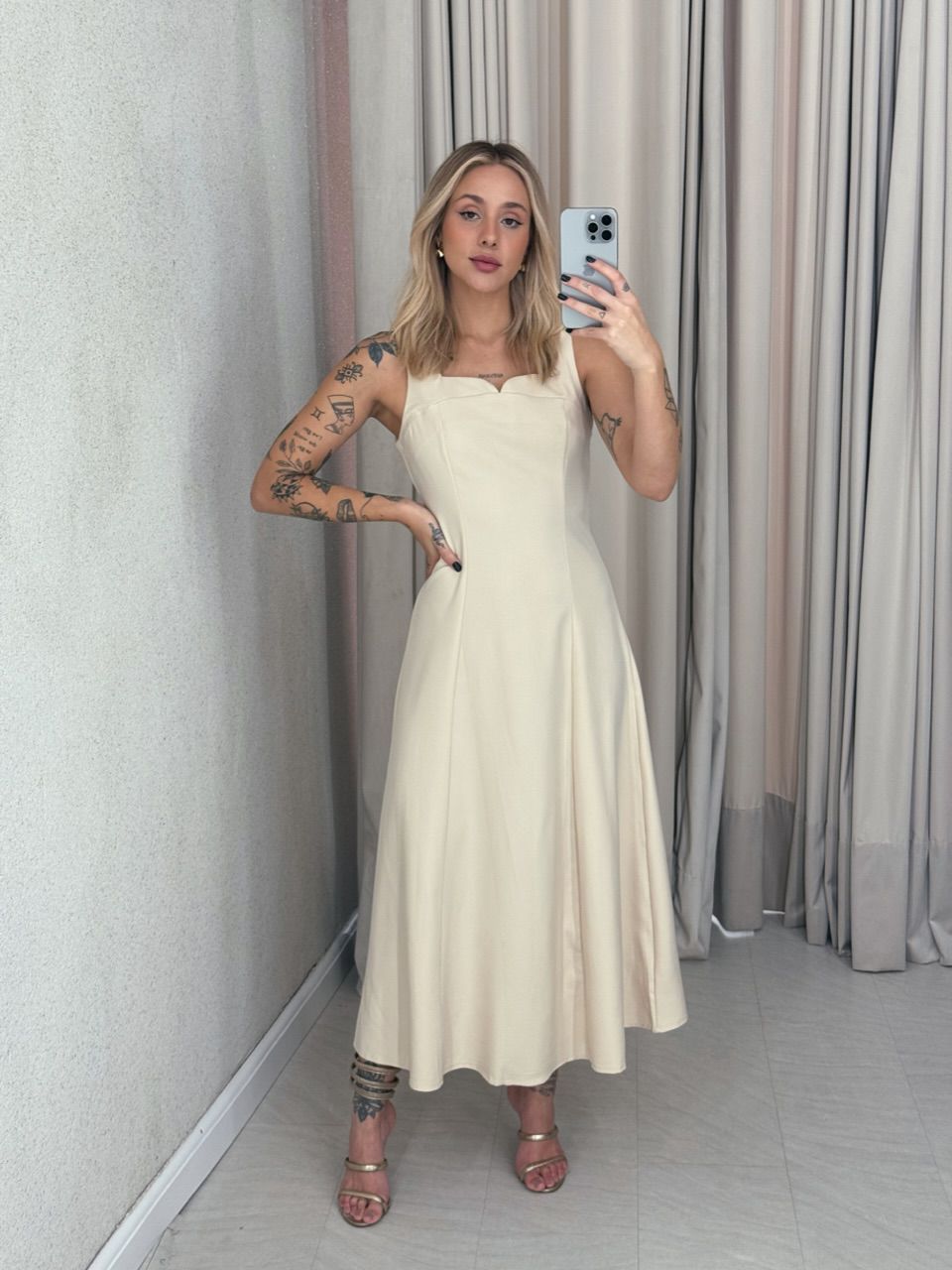 VESTIDO RAQUEL MIDI AREIA