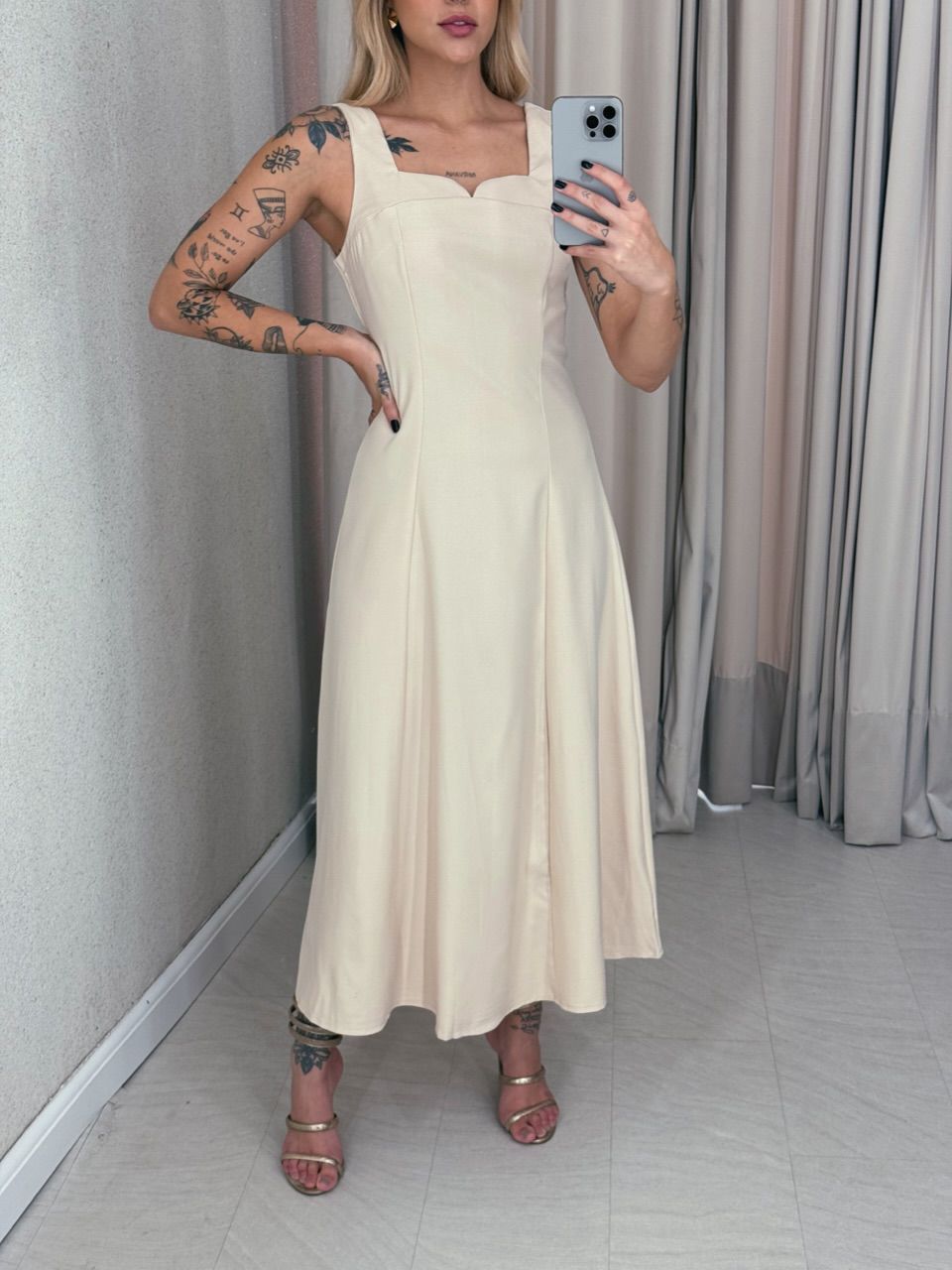 VESTIDO RAQUEL MIDI AREIA