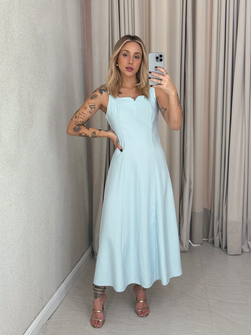 VESTIDO RAQUEL MIDI AZUL