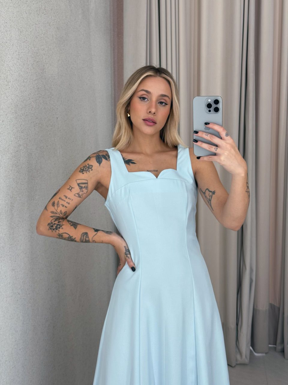 VESTIDO RAQUEL MIDI AZUL