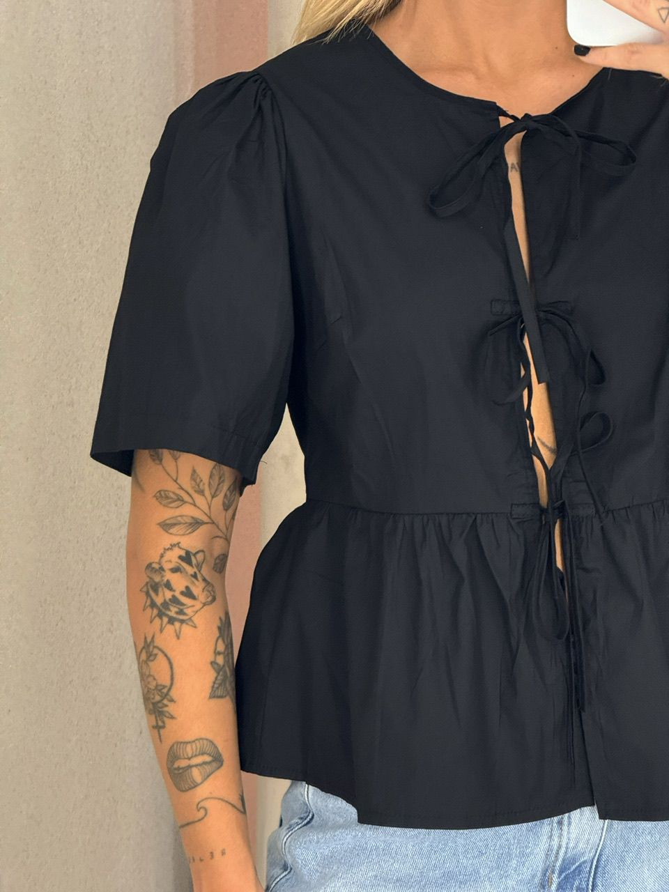 BLUSA PATRICIA MANGA PRETA
