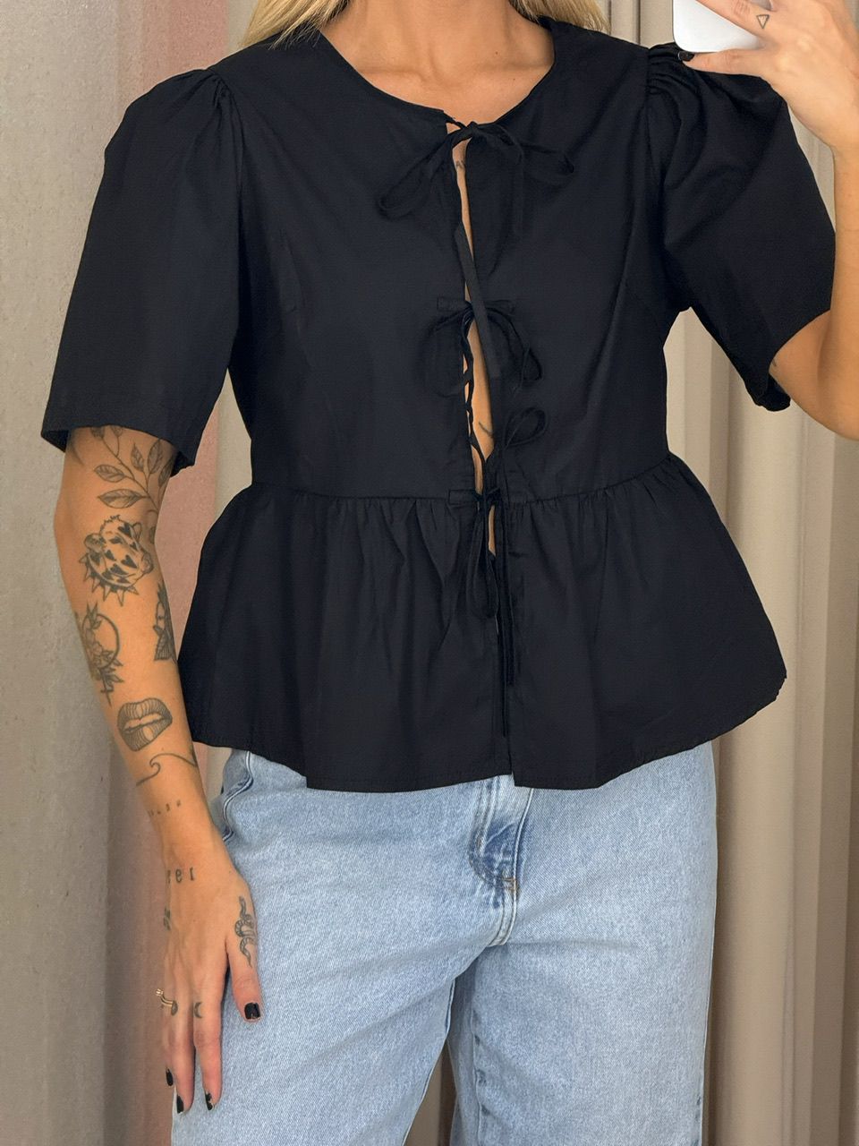 BLUSA PATRICIA MANGA PRETA