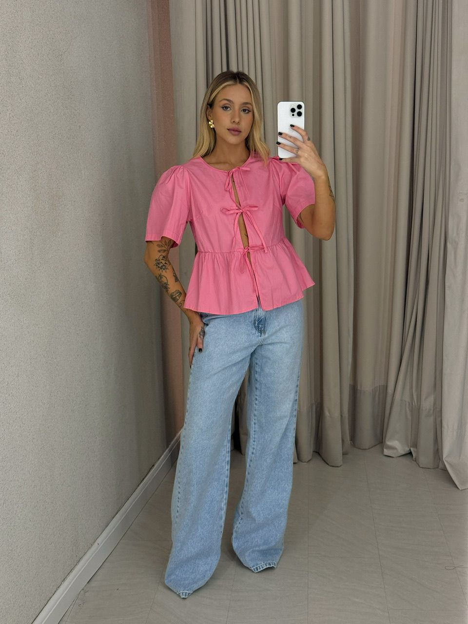 BLUSA PATRICIA MANGA ROSA