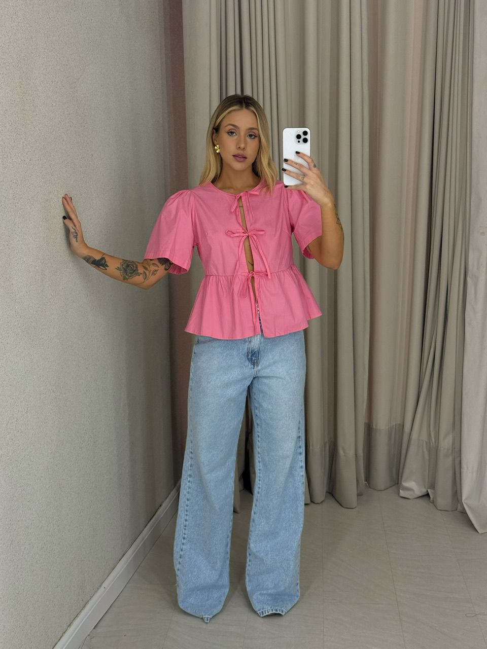 BLUSA PATRICIA MANGA ROSA