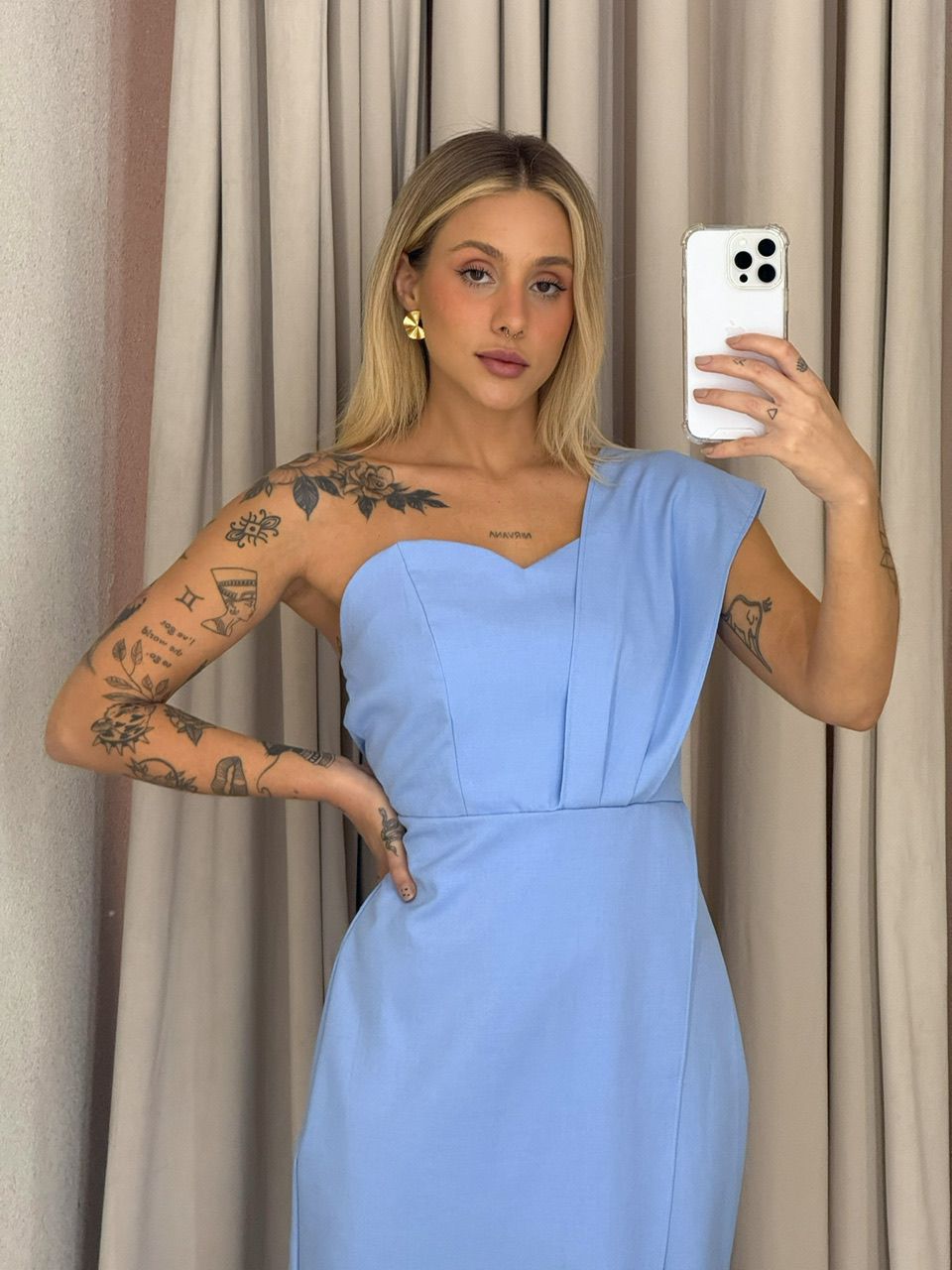 VESTIDO MICHELE NULA MANGA BABY BLUE