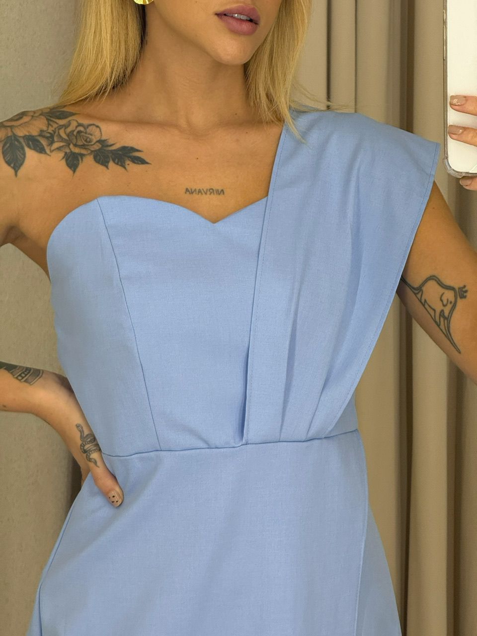 VESTIDO MICHELE NULA MANGA BABY BLUE