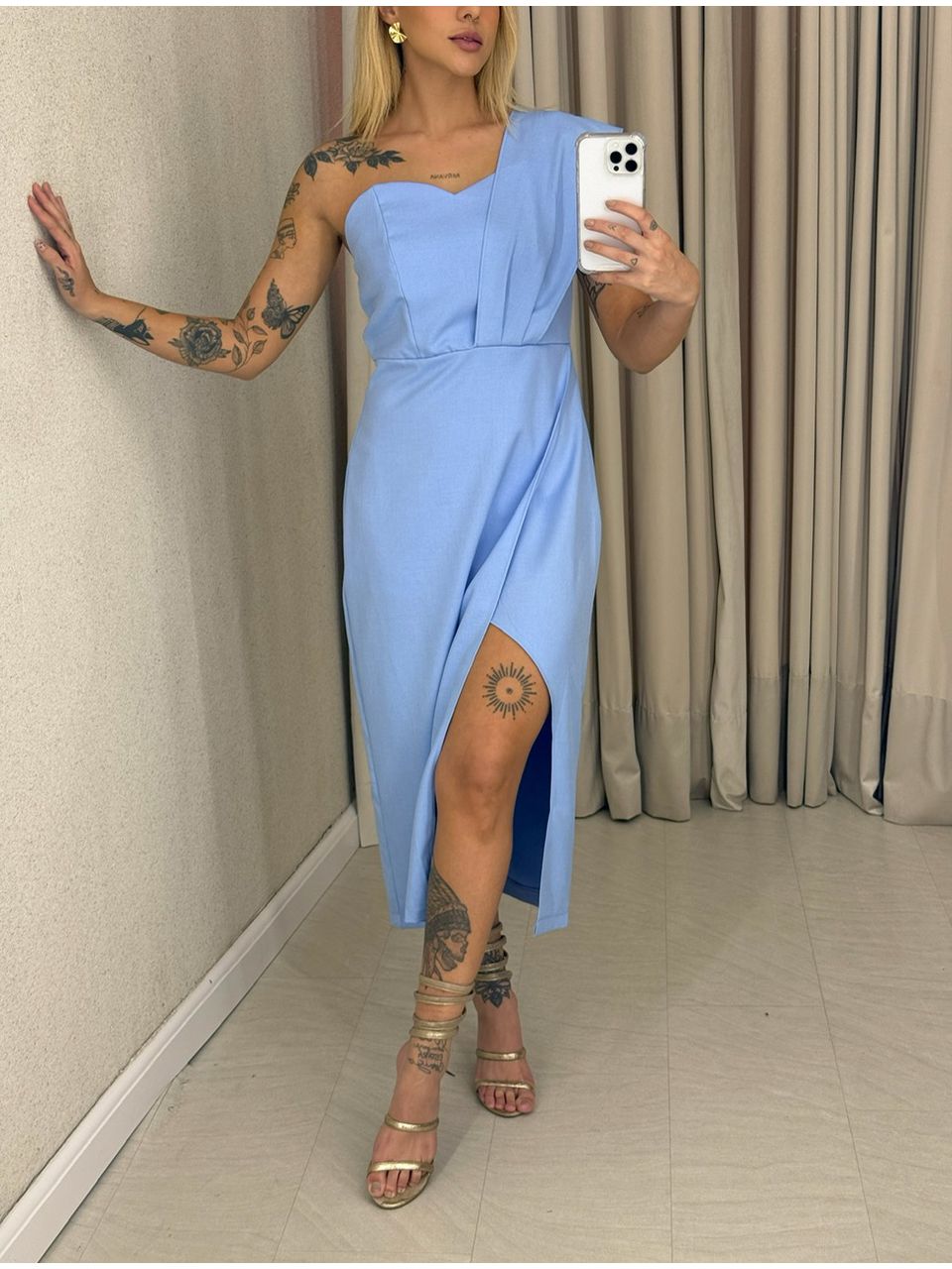 VESTIDO MICHELE NULA MANGA BABY BLUE