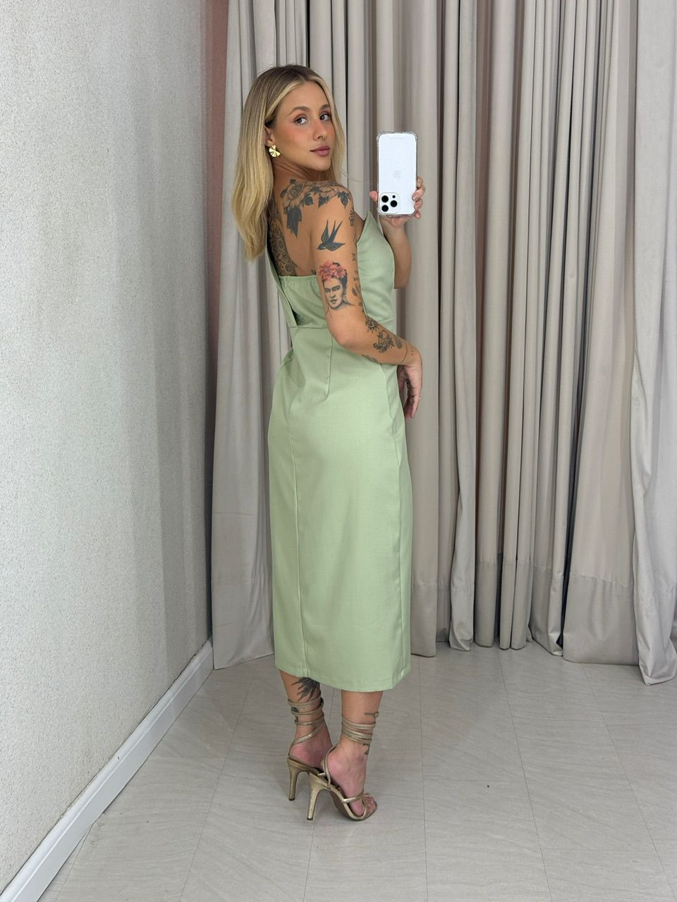 VESTIDO MICHELE NULA MANGA PISTACHE