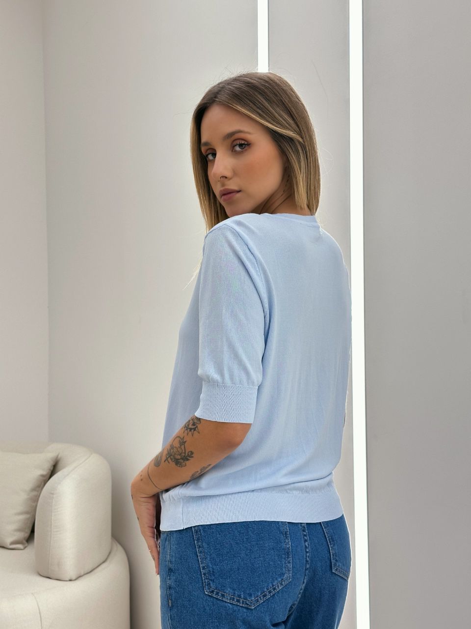 BLUSA MANU TRICOT BASIC AZUL CLARO