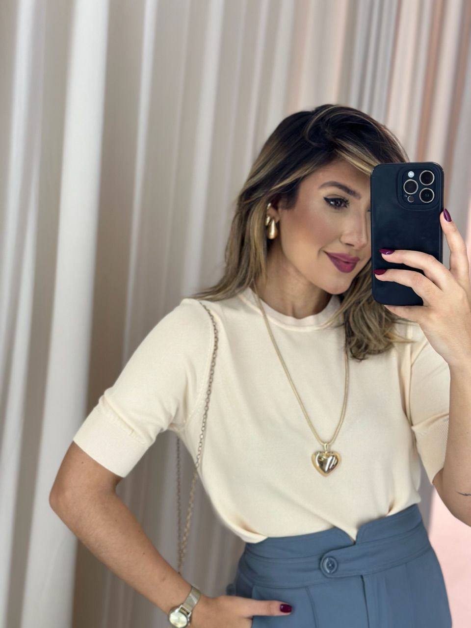 BLUSA MANU TRICOT BASIC CREME